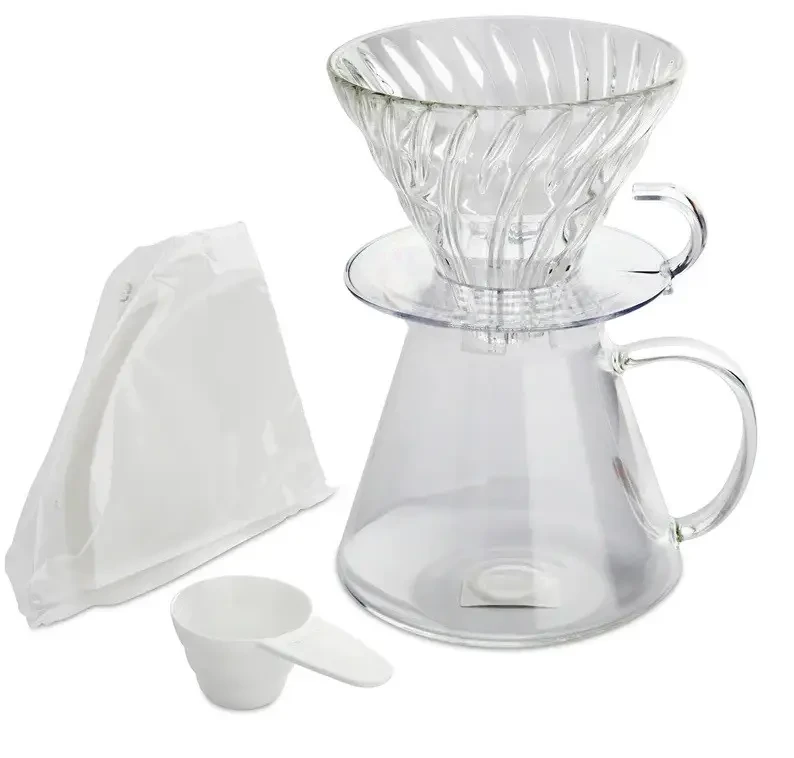 Набір Hario Glass V60 Заварник 600 мл, Пуровер скляний, Чайник Hario V60