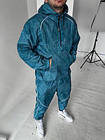 Мужской синий спортивный костюм весенний-осенний плащевка, Качественный водостойкий синий костюм Анорак+Штаны