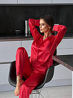 Женская шелковая красная пижама VS Viktoria's Secret рубашка штаны шелковая пижама домашний костюм шелк