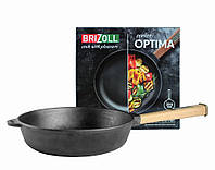 Сковорода чугунная Brizoll Optimа 280 х 60 мм без крышки деревянная ручка (O2860-P)