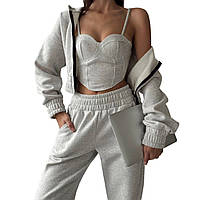 Костюм жіночий 3-ка (штани, кофта, топ) ANV-472 (42 - 48 р.) Меланж