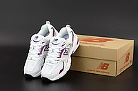 Женские кроссовки New Balance 530, белый, фиолетовый, черный Вьетнам Нью Беленс 530 білі з фіолетовим з чорним