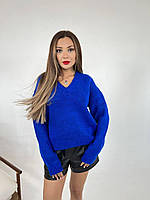 Женский свитер, синий, мягкая вязка