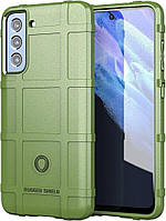 Протиударний чохол бампер Rugged Shield для Samsung Galaxy S21 FE зелений гумовий