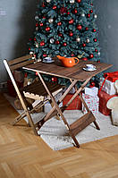 Стол + стул складной набор для кофейни. Тонированный венге тёмно-коричневый. Столик и стульчик для дачи.