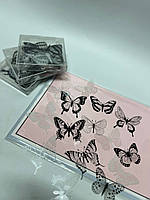 Прозрачные 3Д бабочки на скотче Упаковка 32 шт