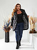 Жіноча стильна стьобана весняна подовжена куртка з капюшоном, батал великі розміри, фото 4