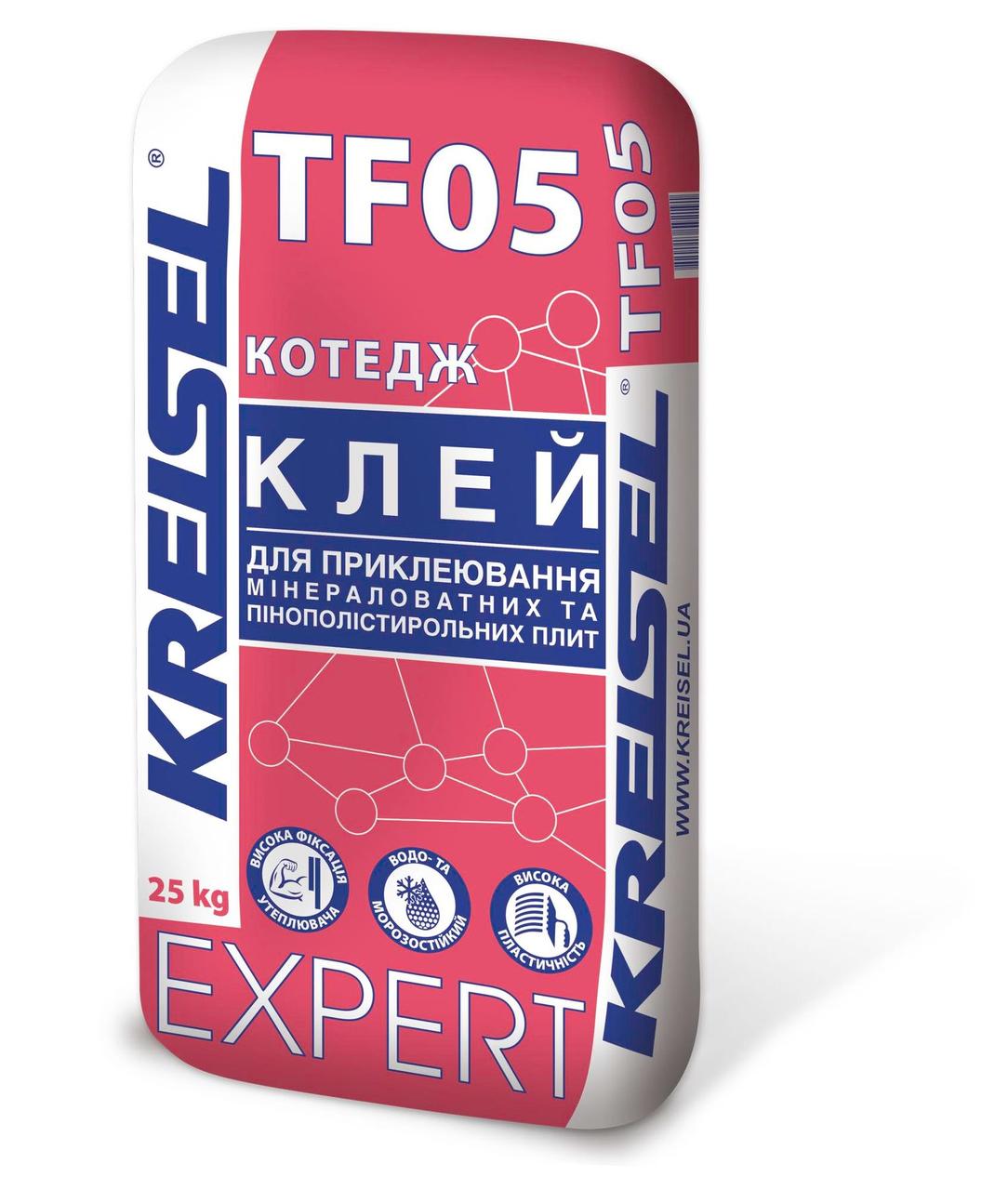 Клей для приклеювання пінополістиролу та мінеральної вати Kreisel TF05 / 205 Cottage (25 кг) Крайзель Котедж