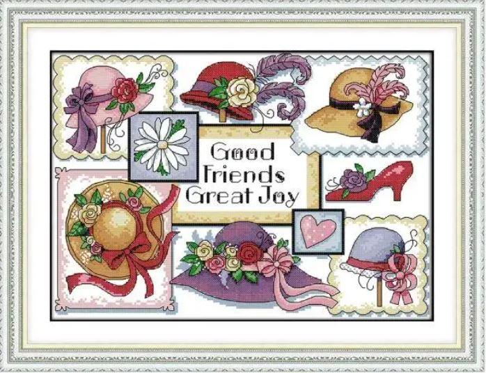Набір для вишивання хрестиком по нанесеному на канву схемі "Good Friends Great" . AIDA 14CT printed, 41*31 см