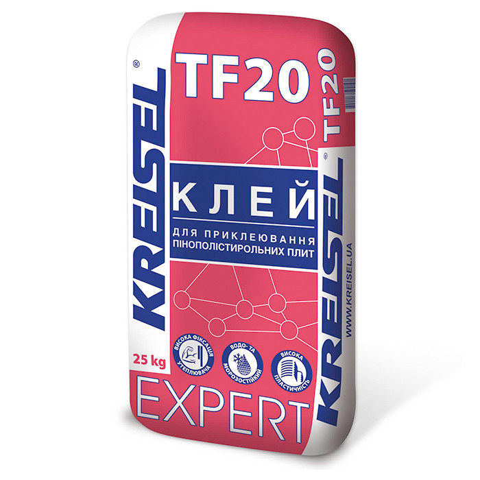 Клей для приклеювання пінополістирольних плит Kreisel TF20 / 210 (25 кг) Клей для пінопласту Крайзель Об'єкт, фото 1