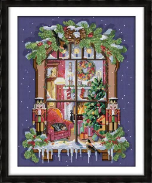 Набір для вишивання за нанесеною на канву схемою "The window of the Christmas". AIDA 14CT printed, 35*44 см