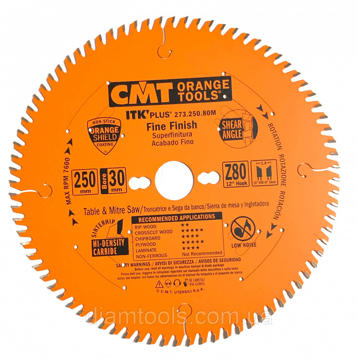 Пильний диск по дереву CMT 250x30x80z K2.4/1.6 для чистого різу (273.250.80M), фото 1