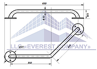 Поручень PV-02 пристенный угловой для ванны и туалета инвалидов и пожилых