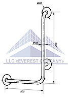 Поручень PV-05р угловой правый для ванны и туалета инвалидов и пожилых