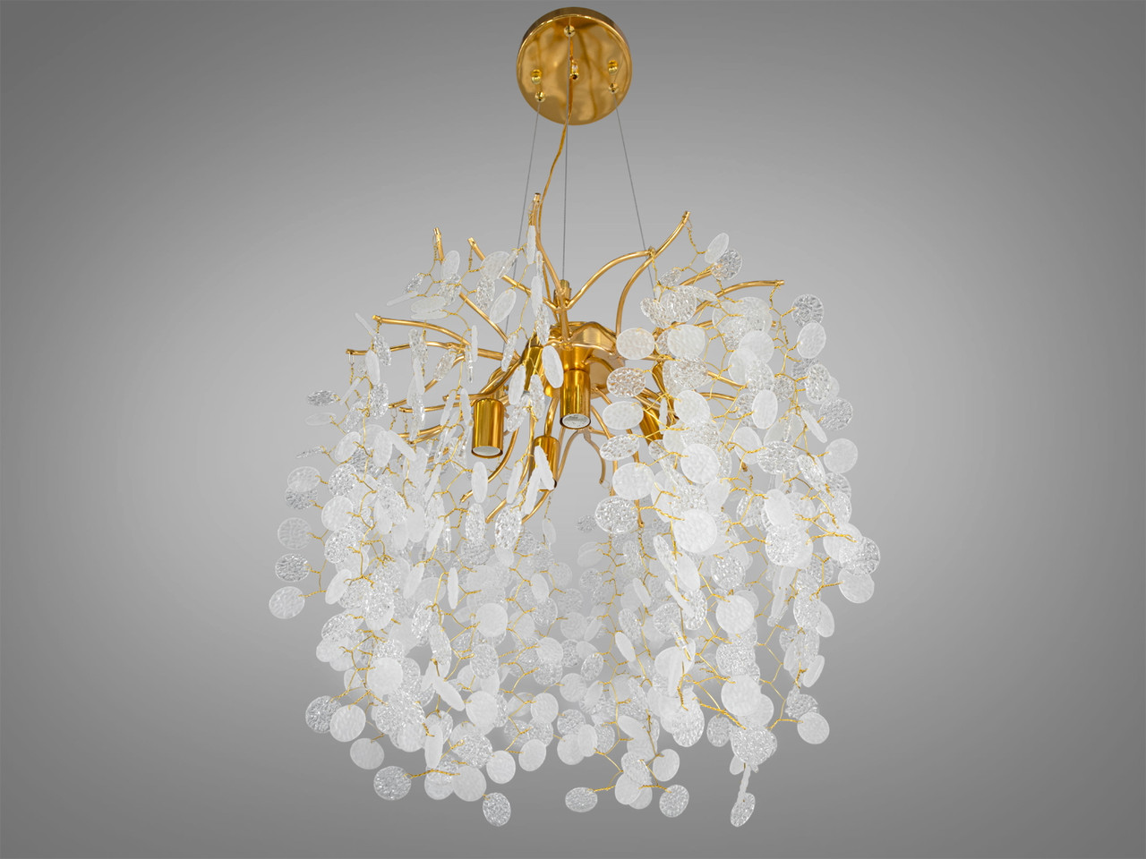 Сучасна кришталева люстра "Гліцинія" в спальню, колір золото 602-450GD-LS, фото 1