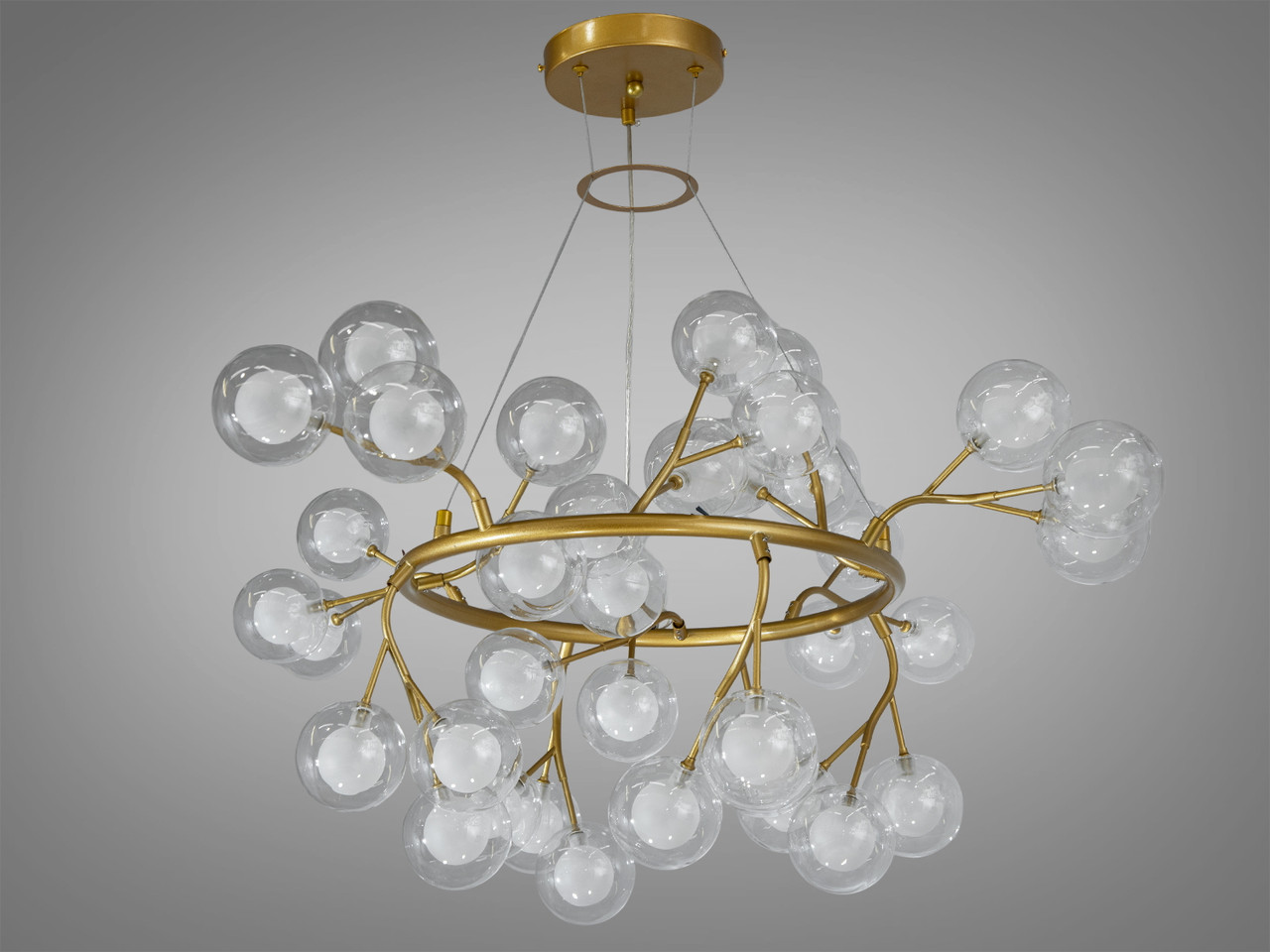 Чудова люстра "Світлячок" для залу, колір золото сатин, 36 ламп Y889-36BGD-LS