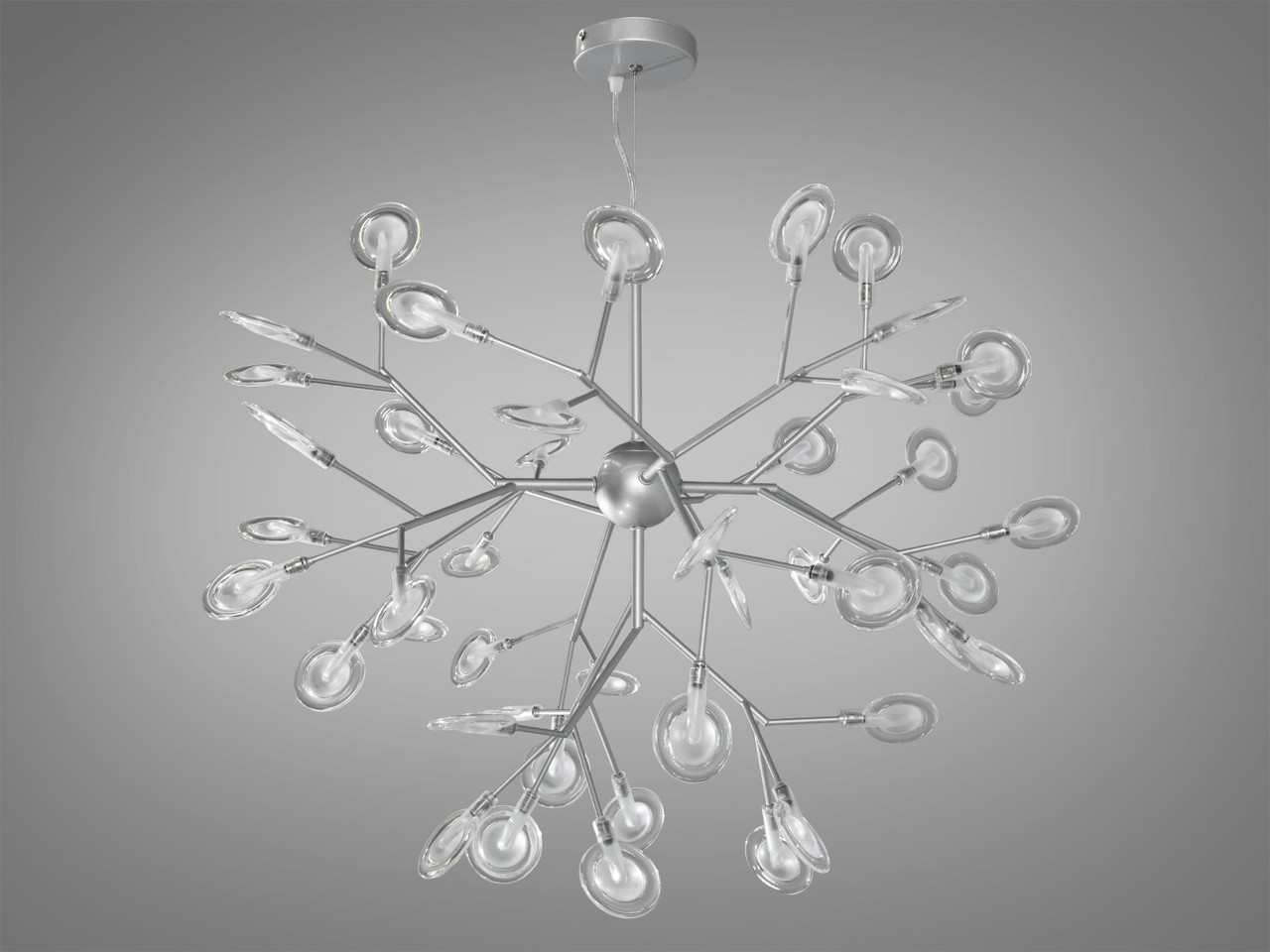 Елегантна люстра "Світлячок" у вестибуль, колір хром сатин, 45 ламп 887-45CSL-LS