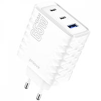 Зарядка для телефона 65W (USB + 2 Type-C) | Proove Speed Surge Gan white