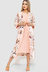Комплект нічна сорочка + халат, колір персиковий, 219RX-7067 M, M, 46