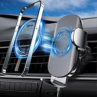Тримач для телефону з бездротовою зарядкою в повітропровід H9W-AV2S+ [15W QC 3.0 USB Type-C]