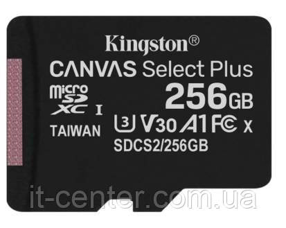 Карта пам`яті MicroSDXC 256GB UHS-I/U3 Class 10 Kingston Canvas Select Plus R100/W85MB/s (SDCS2/256GBSP)