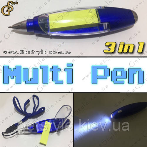Багатофункціональна ручка 3 в 1 — "Multi Pen" — ліхтарик, ремінець, стикер