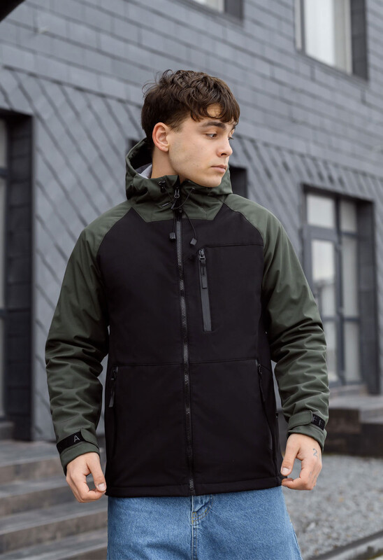 Двоколірна чоловіча куртка Staff soft shell ber black & khaki