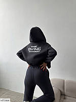 Костюм спортивний жіночий стильний молодіжний ефектний кофта з блискавкою та штани з принтом на спині арт 528