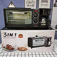 Электрическая печь для выпечки с кофеваркой и сковородой 3в1 1100 Вт Настольная печь для кухни