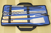 Набор для гриля и барбекю с шампурами 8 предметов с деревянными ручками