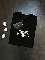 Мужская футболка черная Armani EA7 повседневная футболка стон армани Качественная футболка