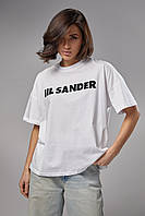 Трикотажна футболка з написом Jil Sander - білий колір, L