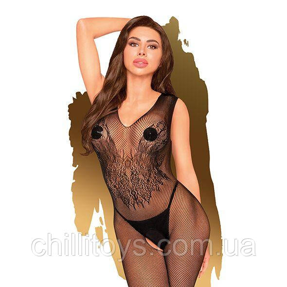 Бодістокінг з візерунком у вигляді крил та метелика Penthouse - Wild catch black XL SO5310