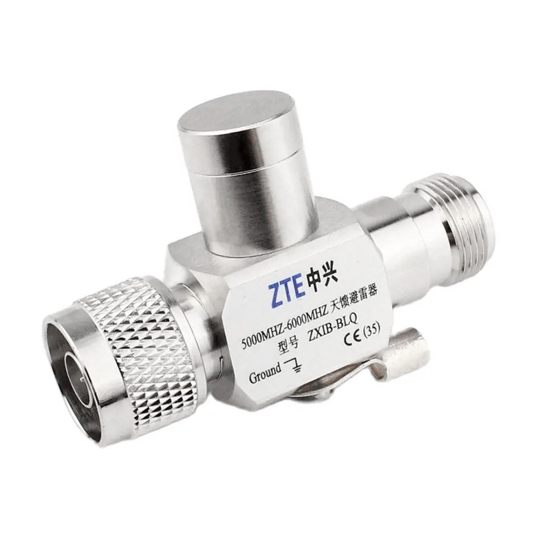 Грозозахист ZTE ZXIB-BLQ 5-6 ГГц N Type Male-Female (тато-мама), чвертьхвильовий грозорозрядник для антен