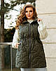 Жіноча довга стьобана жилетка безрукавка з куліскою, утеплена синтепоном, батал великі розміри, фото 10