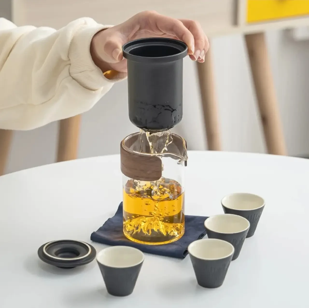 Чайний набір портативний Travel Tea Set для китайської чайної церемонії, дорожній, з сумкою