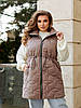 Жіноча довга стьобана жилетка безрукавка з куліскою, утеплена синтепоном, батал великі розміри, фото 7