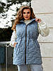 Жіноча довга стьобана жилетка безрукавка з куліскою, утеплена синтепоном, батал великі розміри, фото 9