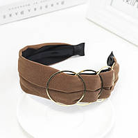 Обруч-чалма для волосся з кільцями. Темно-коричневий