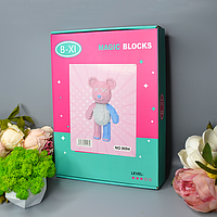 Конструктор Magic Blocks в виде мишки Bearbrick Розовый с голубым