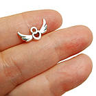 Набір 2 шт Підвіски Кулони 8 мм Серце з Крильми, Метал, Колір Срібло, Фурнітура для Біжутерії, фото 3