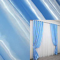 Атласные шторы 2шт 1,5х2,7м. Цвет темно-голубой Код 1155ш 30-965