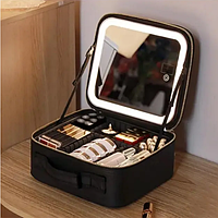 Органайзер для подорожей дорожня косметичка з дзеркальцем, косметичка органайзер для ювелірних виробів Black