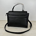 Шкіряна сумка середнього розміру застібка клапан С37-КТ-4267 Чорна, фото 7