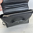 Шкіряна сумка середнього розміру застібка клапан С37-КТ-4267 Чорна, фото 8