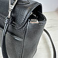 Шкіряна сумка середнього розміру застібка клапан С37-КТ-4267 Чорна, фото 10