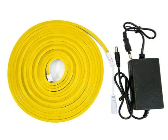 Стрічка силіконова LED NEON 5M Yellow Світлодіодна смуга жовта 12V-220V