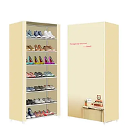 Обувной тканевый шкаф на 8 полочек бежевого цвета Складной органайзер-шкаф для обуви YH-8806-3