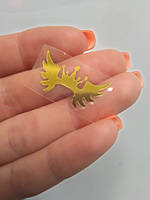 Наклейка термотрансферна для стрічки (бантика) "Крила", дзеркальна, золото, шт., Золотий