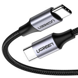 Дата кабель USB-C to USB-C 1.0m US261 3A Alum. Braid Gray\Black Ugreen (50150) - оригінал